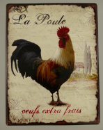 retro kovov� cedule na ze� Kohout